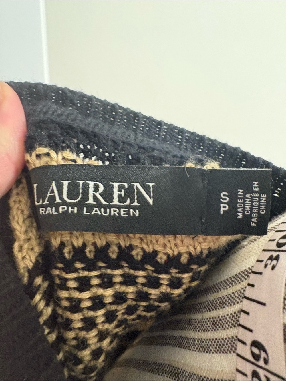 Womens Lauren ralph lauren Striped Knit Sweater Black and Beige sz S linen blend - Picture 11 of 11